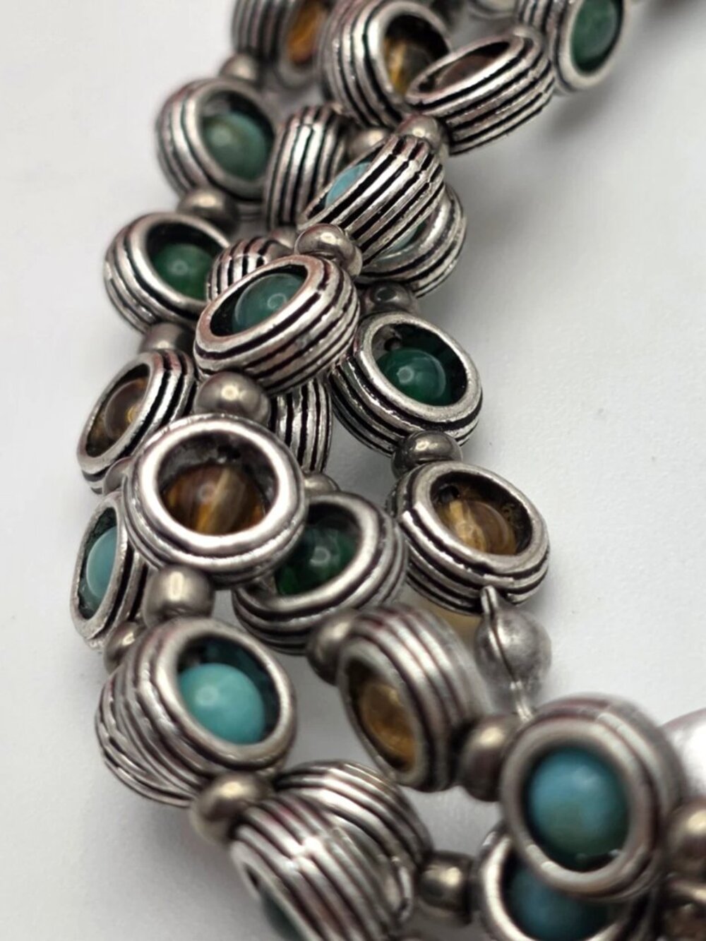 Premier Designs Southwestern Station Necklace Tiger Eye Turquoise Look 36 In - Picture 7 of 16